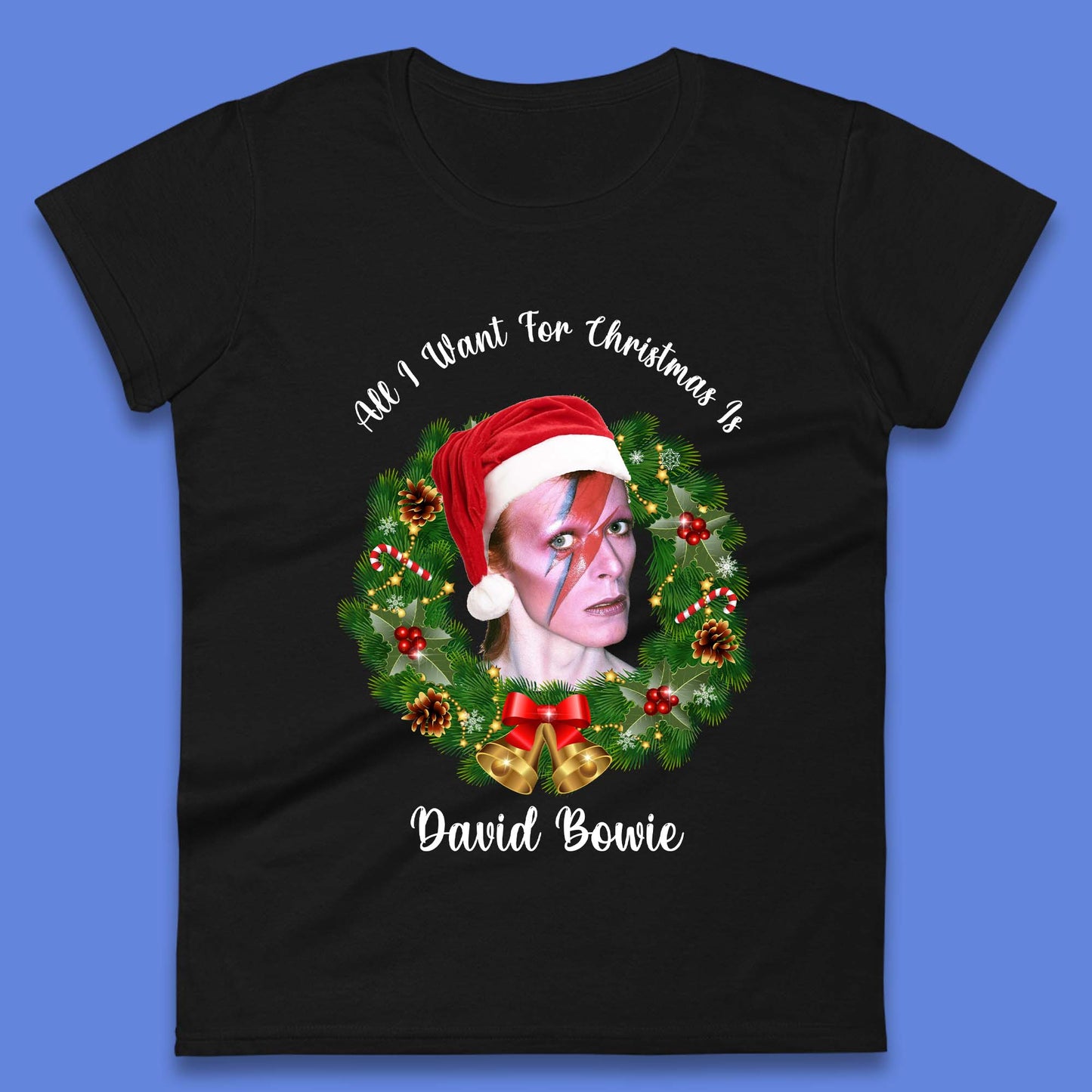 David Bowie Christmas Womens T-Shirt