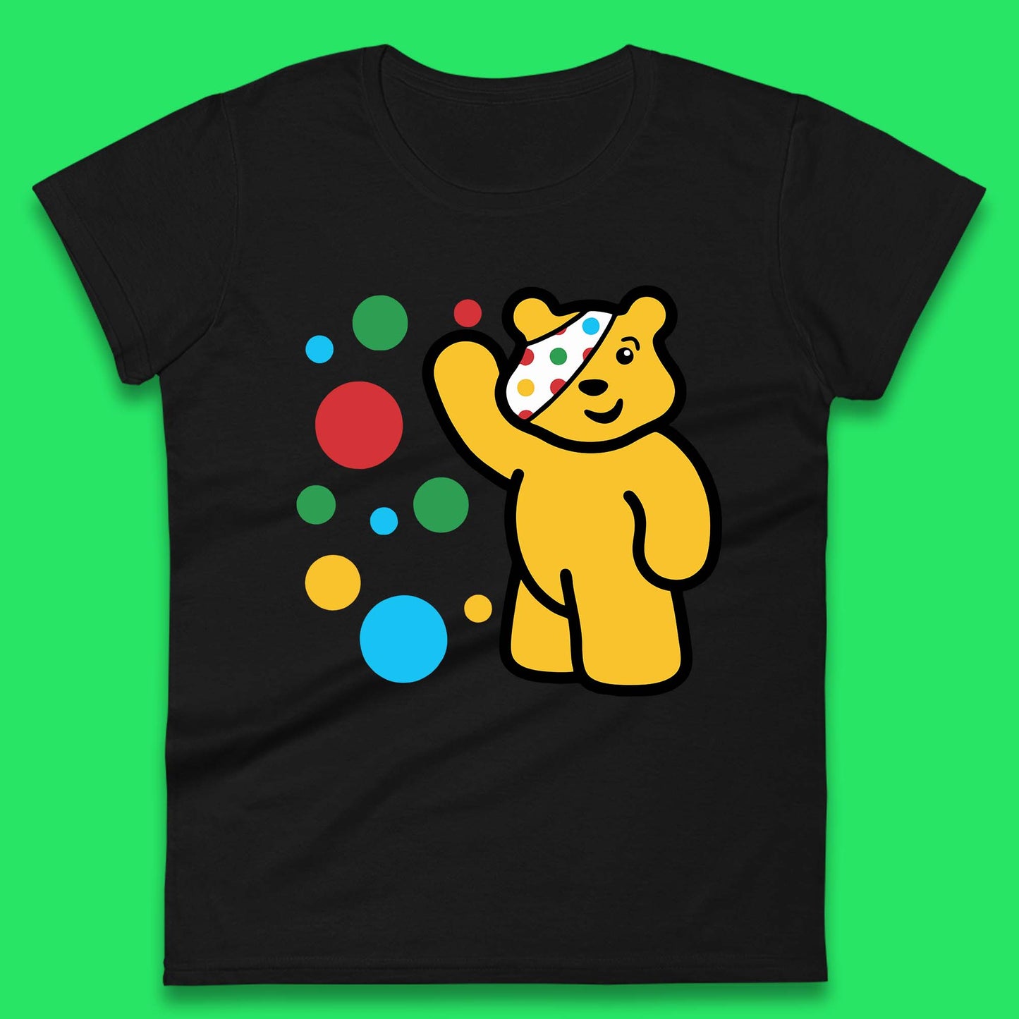 Spotty Pudsey Bear Hand Waving Dotty Spot Fundraising Children In Need Spotty Bear Spotty Day Womens Tee Top