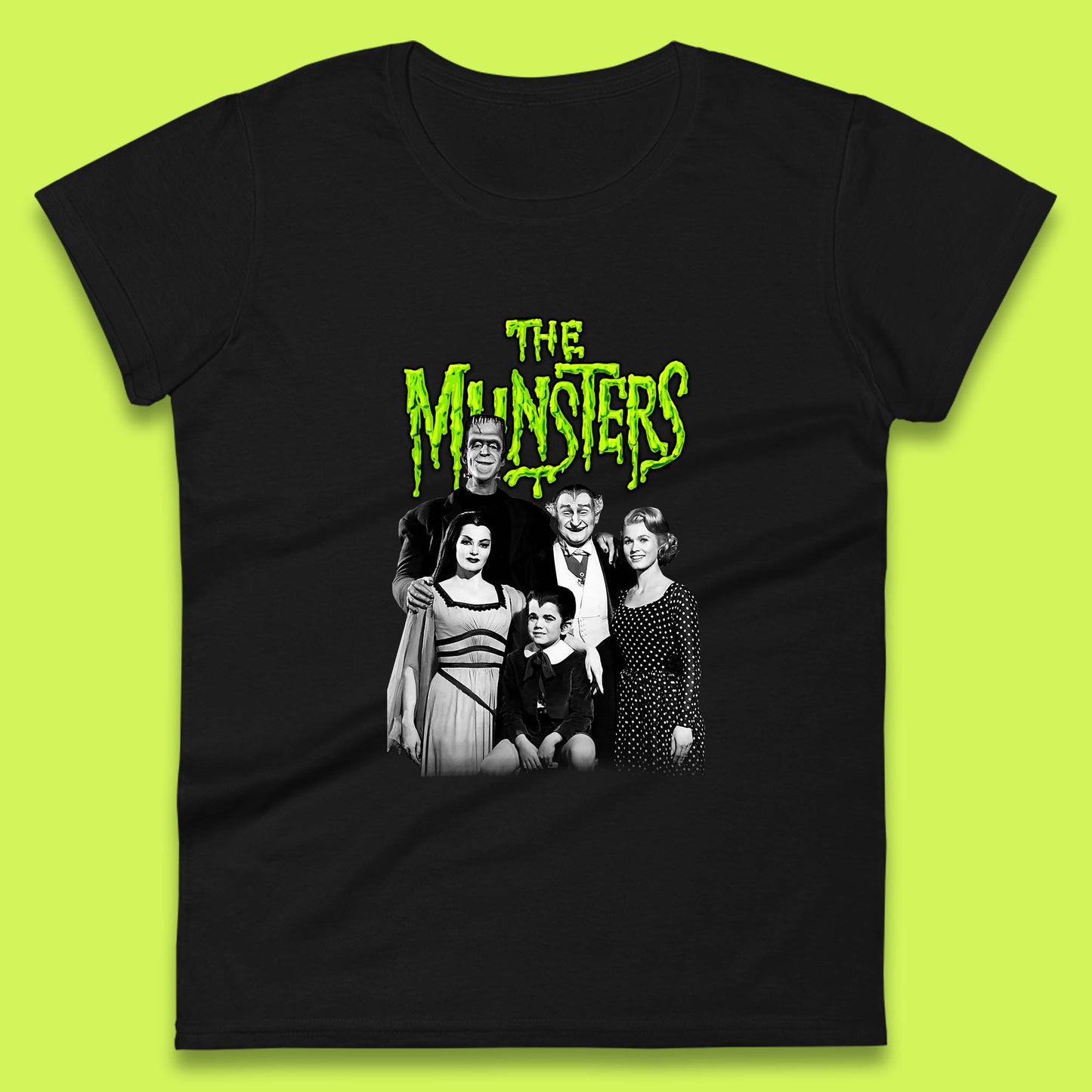 Vintage The Munsters Family TV Series Halloween Frankenstein Horror Scary Womens Tee Top