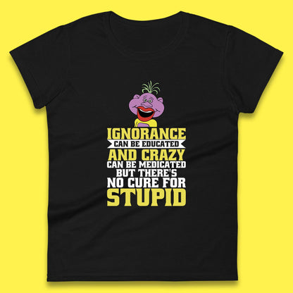 Ignorance Can Be Educated And Crazy Can Be Medicated But There's No Cure For Stupid Anonymous Quote Womens Tee Top