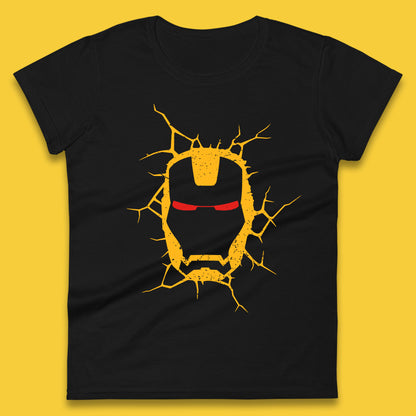 Marvel Avengers Iron Man Face Cracked Wall Art Superhero Comic Book Character Iron-man Marvel Comics Womens Tee Top