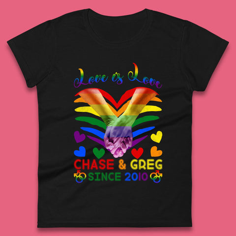 Personalised Lgbt Love Is Love Womens T-Shirt