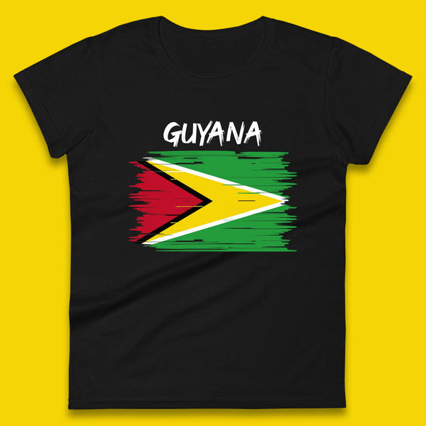 Guyana Flag Distressed Guyanese Flag Country In South America Womens Tee Top