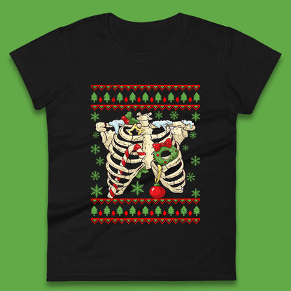Christmas Ribs Skeleton Womens T-Shirt