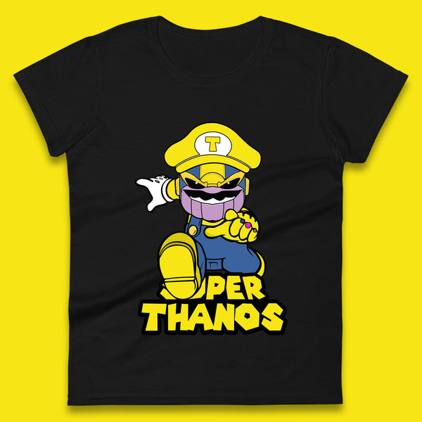 Super Thanos Marvel Infinity Gauntlet Super Mario Spoof Marvel Nintendo Game Series Wario Thanos Fictional Character Womens Tee Top