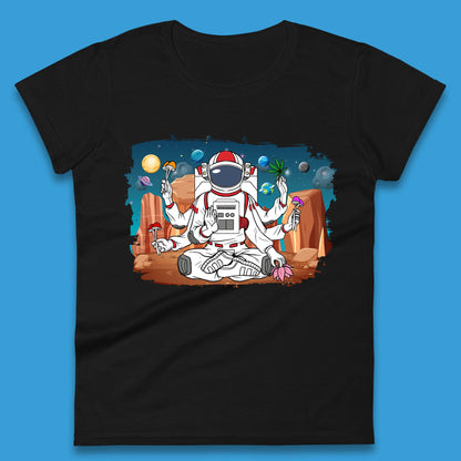 Meditating Astronaut Yoga Womens T-Shirt