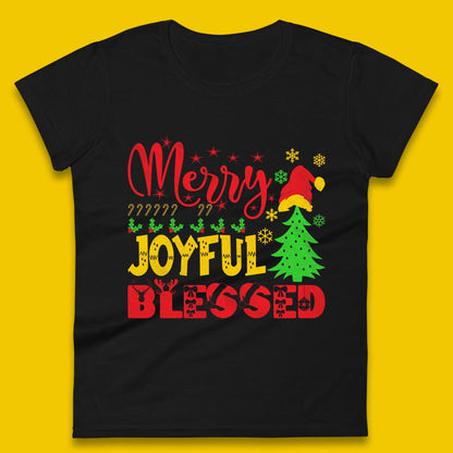 Merry Joyful Blessed Christmas Womens T-Shirt