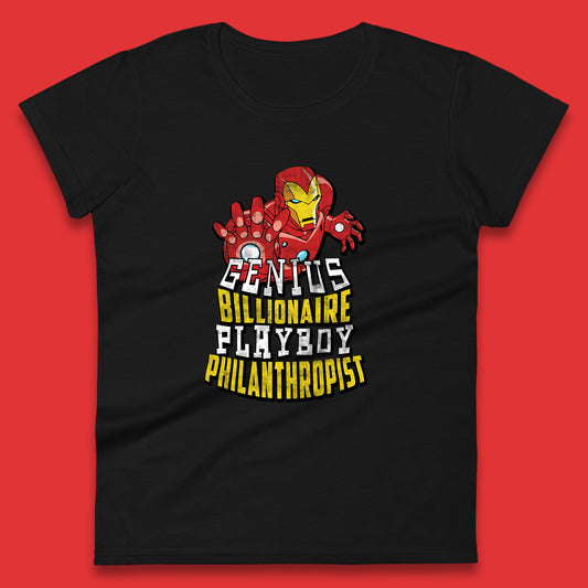 Tony Stark Quote Genius Billionaire Playboy Philanthropist Marvel Avenger Iron Man Superhero Movie Character Womens Tee Top