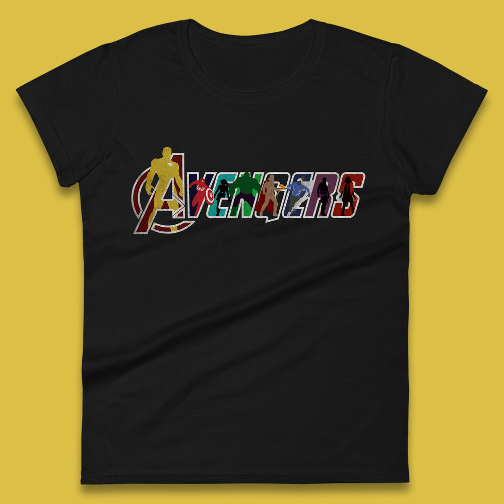 Marvel Avengers Super Heroes Movie Characters Spider Man, Hulk, Iron Man, Thor, Captain America Avengers Group Womens Tee Top