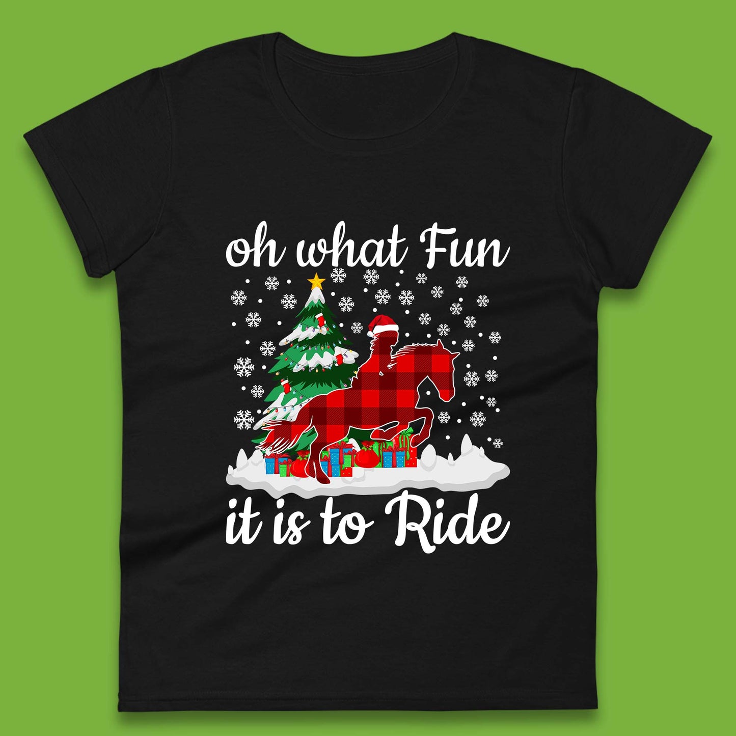 horse riding christmas womens t shirt