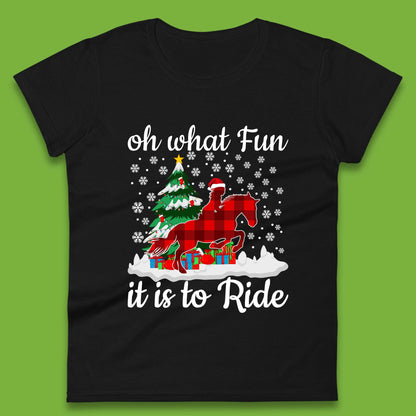 horse riding christmas womens t shirt