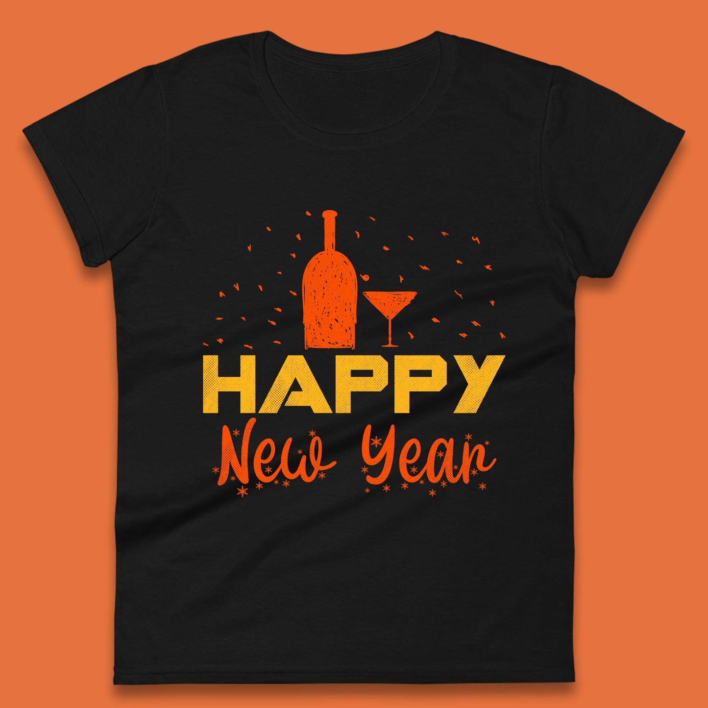 Happy New Year Wine Drinking Womens T-Shirt