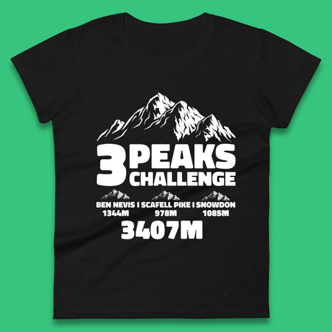 3 Peaks Challenge Ben Nevis Scafell Pike Snowdon Mountain Outdoor Adventure Climbing Hiking Womens Tee Top