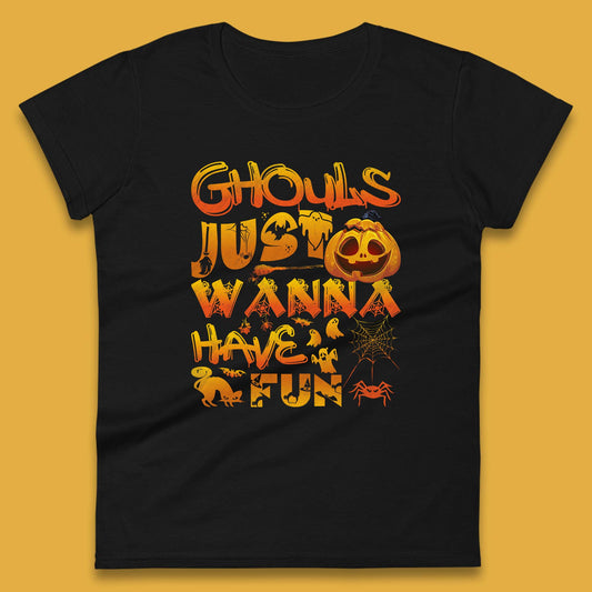 Ghouls Just Wanna Have Fun Halloween Disco Ghost Ghouls Night Out Spooky Season Womens Tee Top