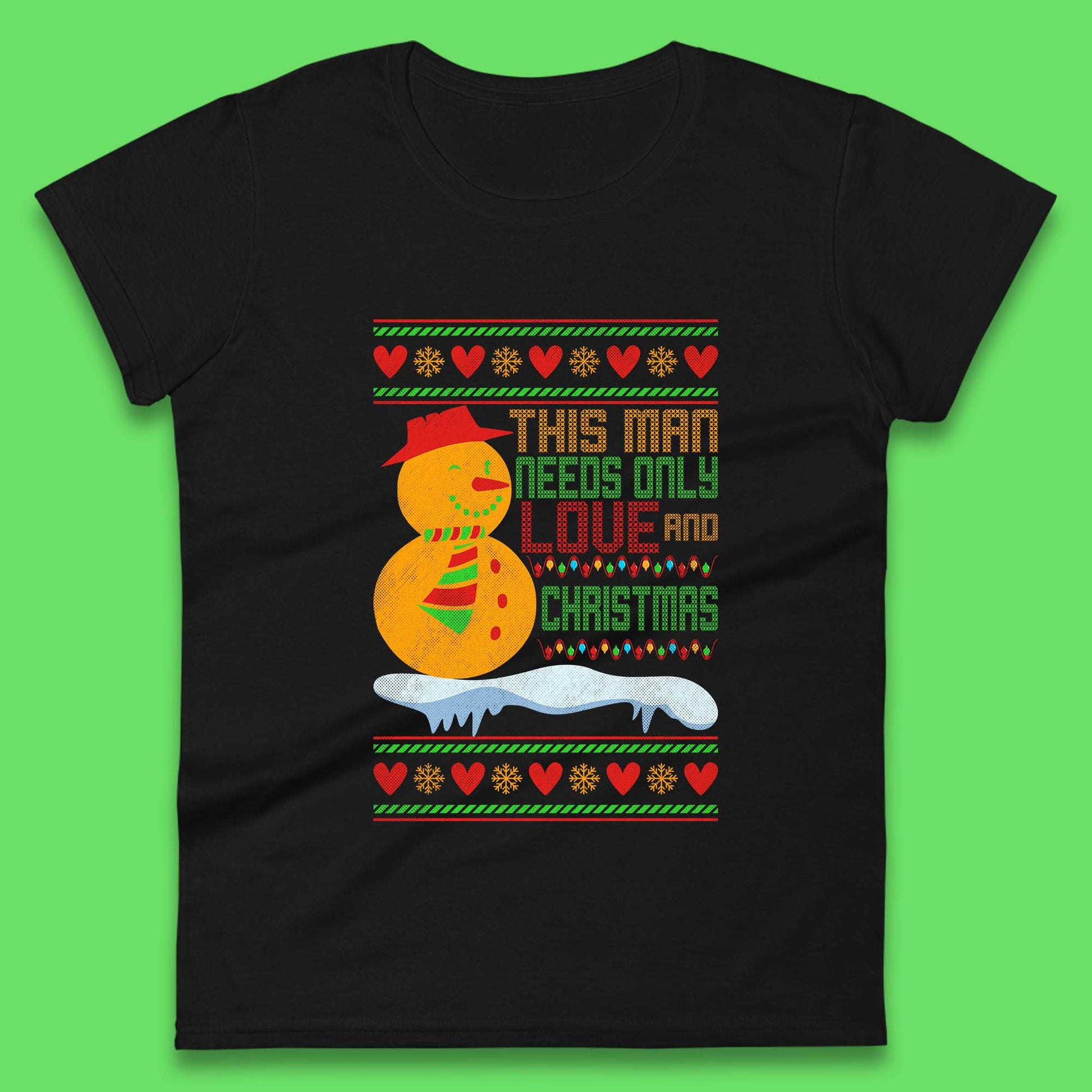 snowman christmas womens t shirt