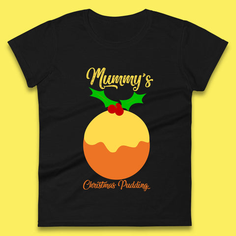 Mummy's Christmas Pudding Pregnancy Maternity Baby Shower Funny Xmas Womens Tee Top