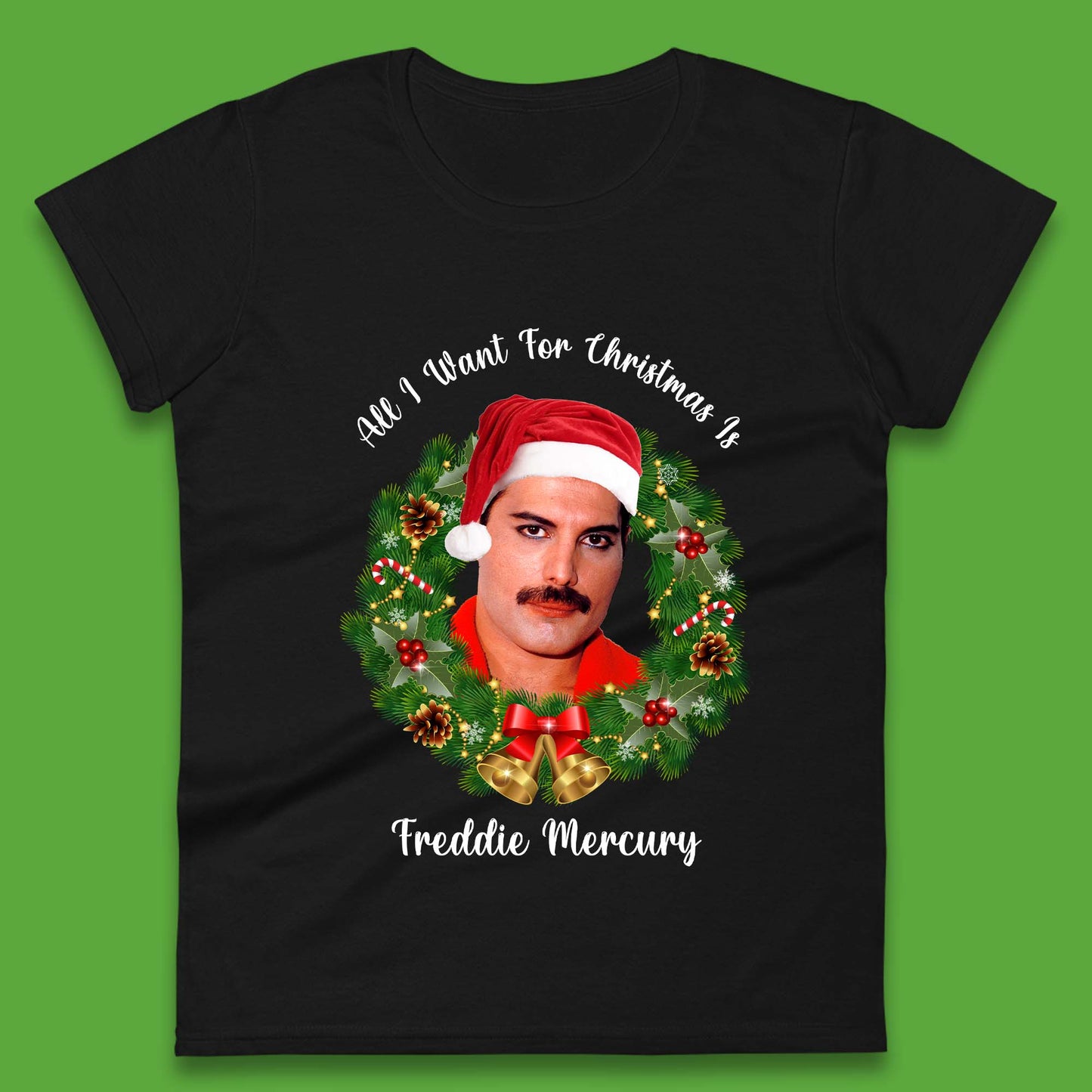 Freddie Mercury Christmas Womens T-Shirt