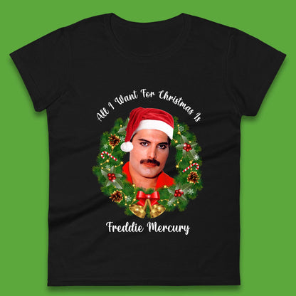 Freddie Mercury Christmas Womens T-Shirt