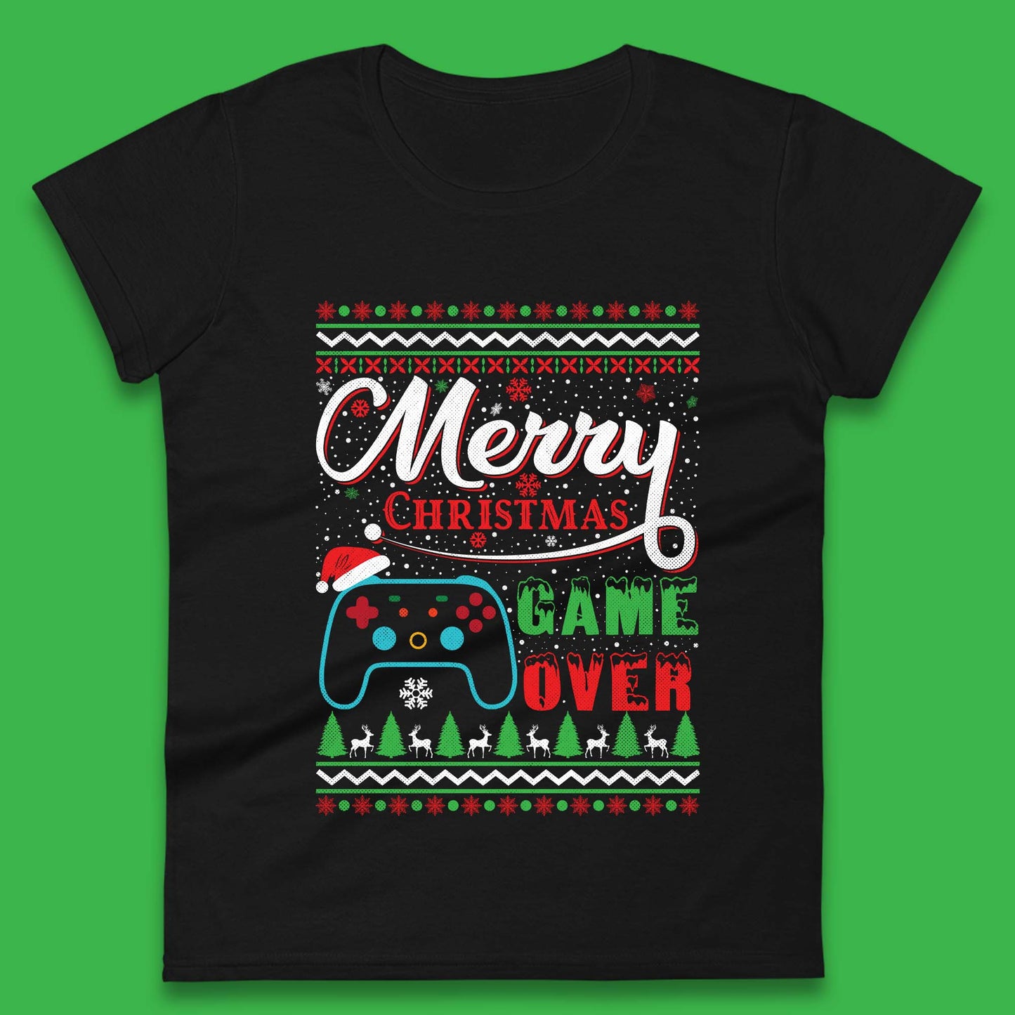 Merry Christmas Game Over Womens T-Shirt