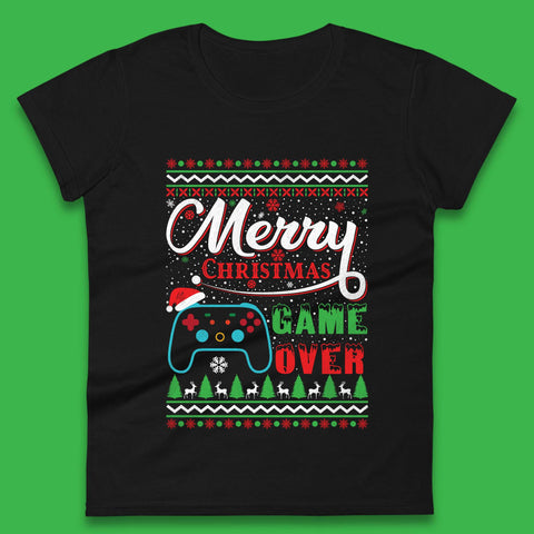Merry Christmas Game Over Womens T-Shirt