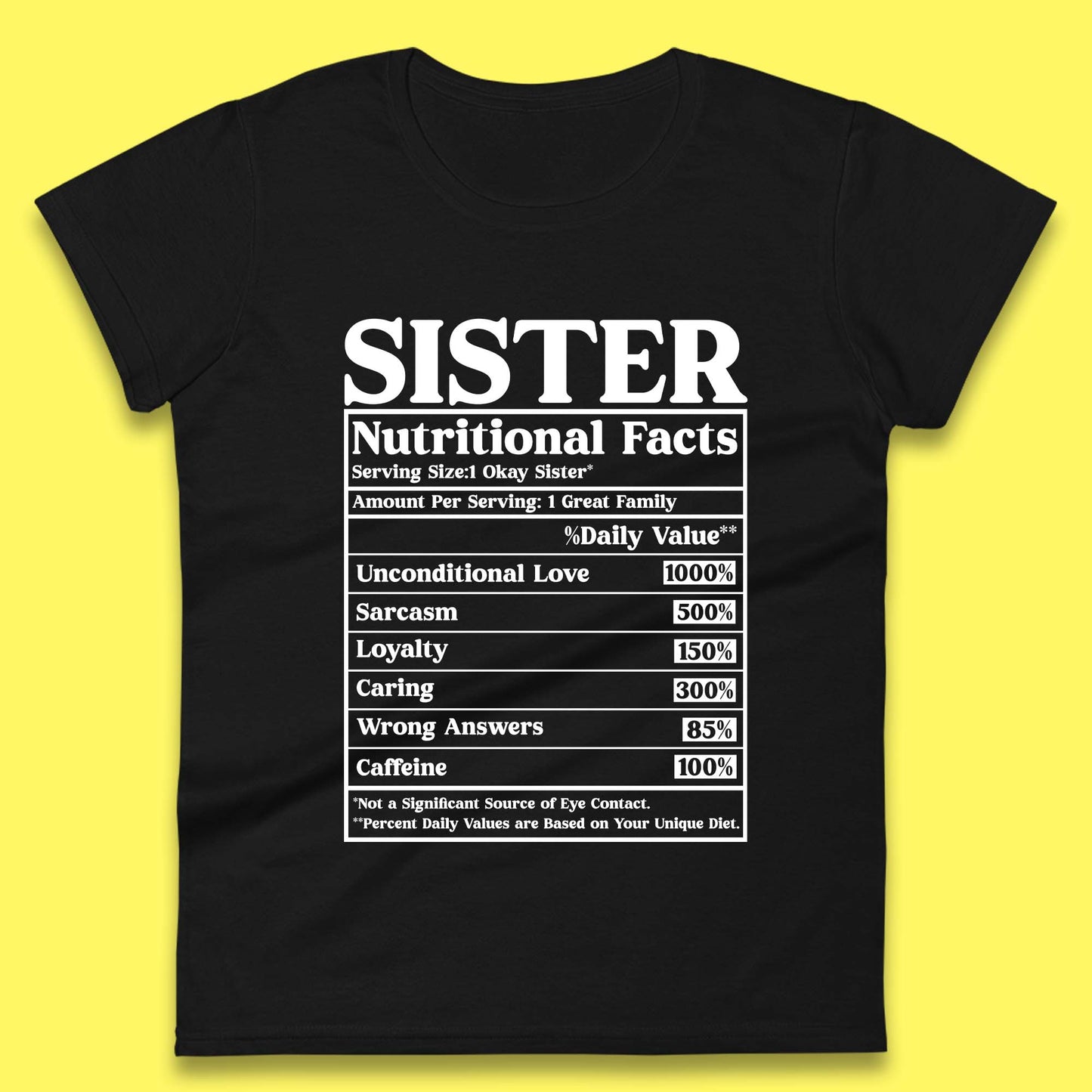 Sister Nutrition Facts  Womens T-Shirt