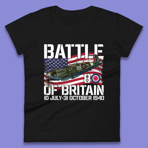 Battle Of Britain 10 July To 31 October 1940 WW2 Fighter Jet British Airforce Womens Tee Top