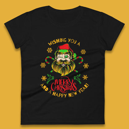 winking santa womens t shirt