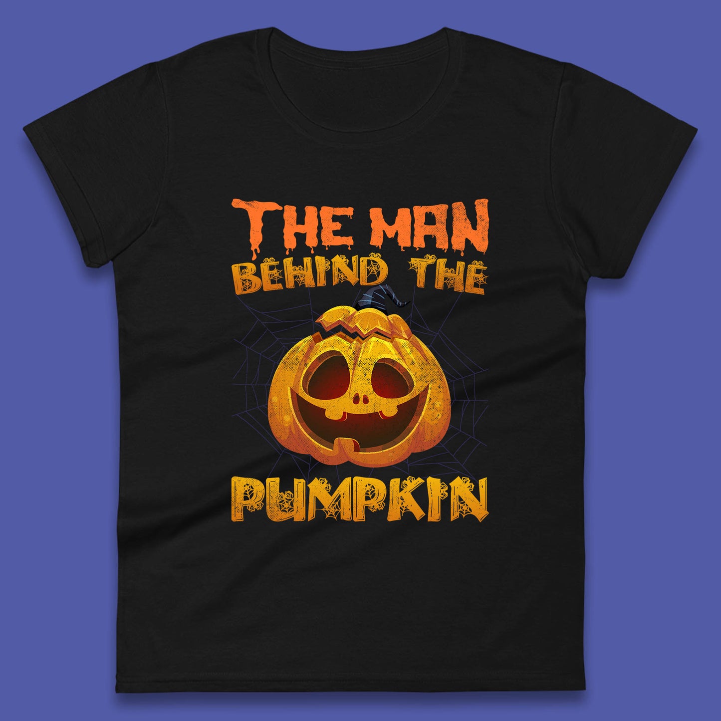 The Man Behind The Pumpkin Halloween Pregnancy Baby Announcement New Dad Gift Womens Tee Top