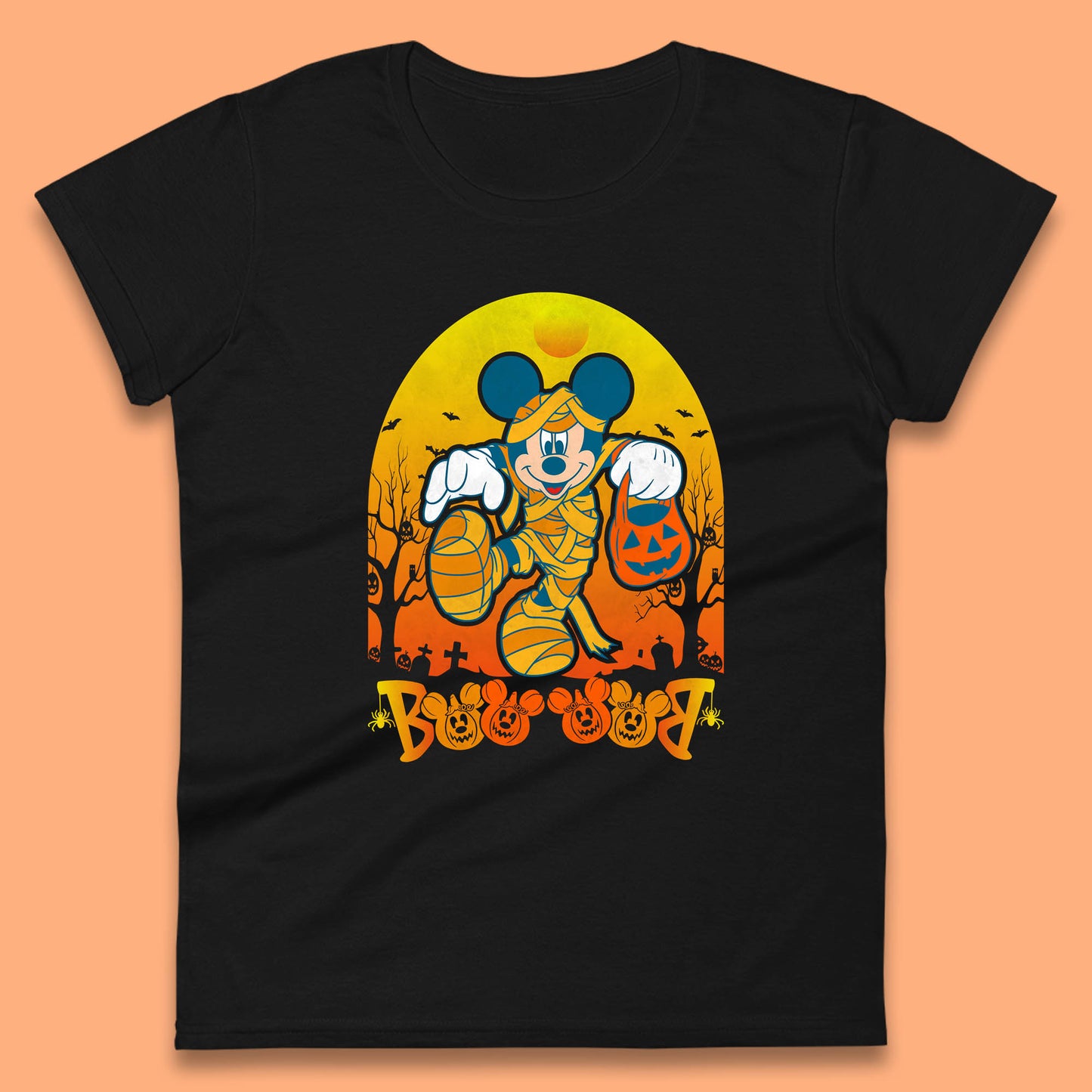 Disney Halloween Boo Mummy Mickey Mouse Horror Scary Disneyland Trip Womens Tee Top