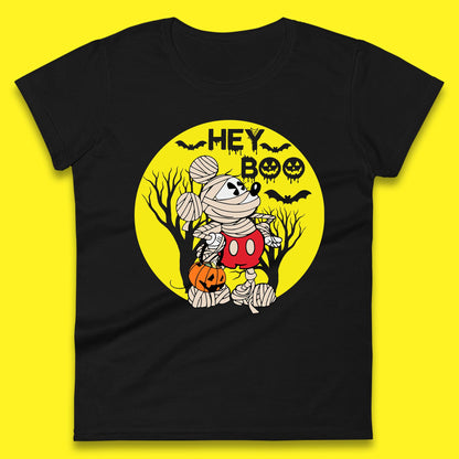 Hey Boo Disney Halloween Mickey Mouse Mummy Trick Or Treat Spooky Vibes Womens Tee Top
