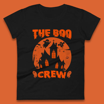 The Boo Crew Halloween Boo Squad Matching Costume Haunted House Horror Boo Ghost Womens Tee Top
