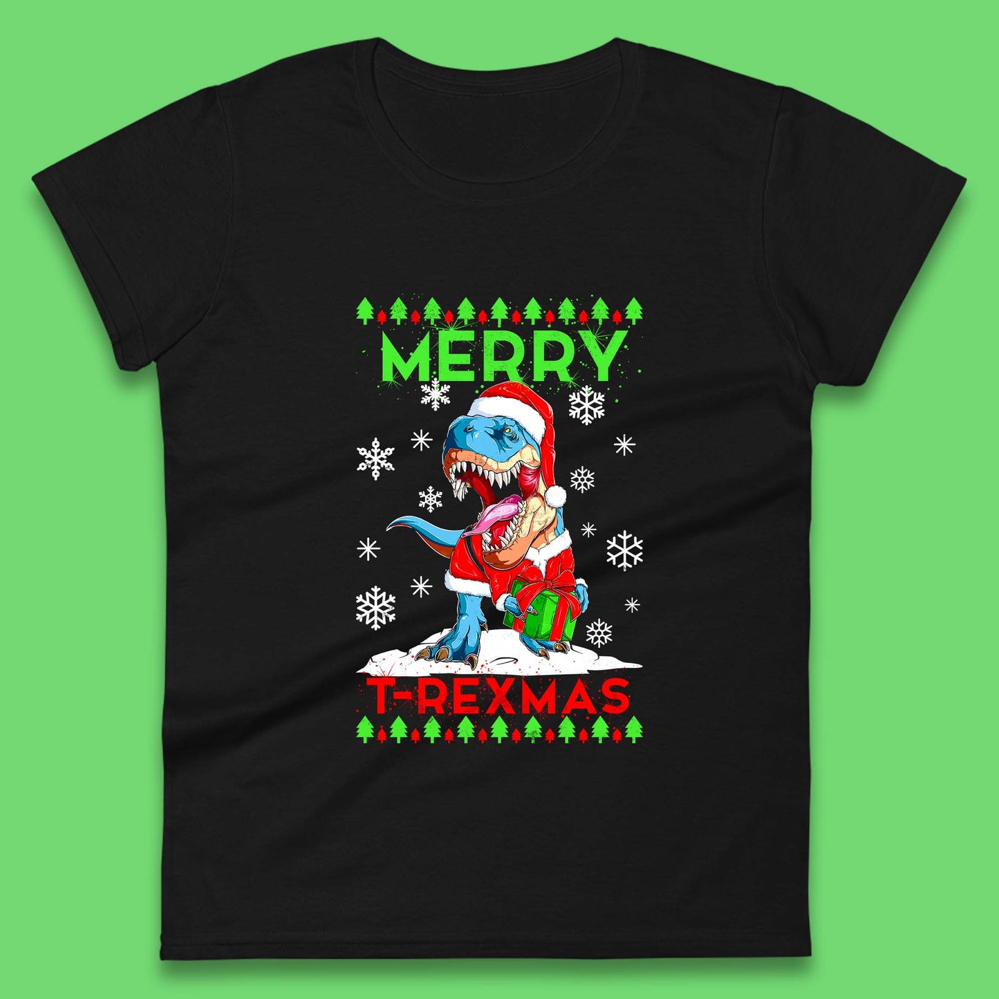 merry t rexmas christmas dinosaur womens t shirt