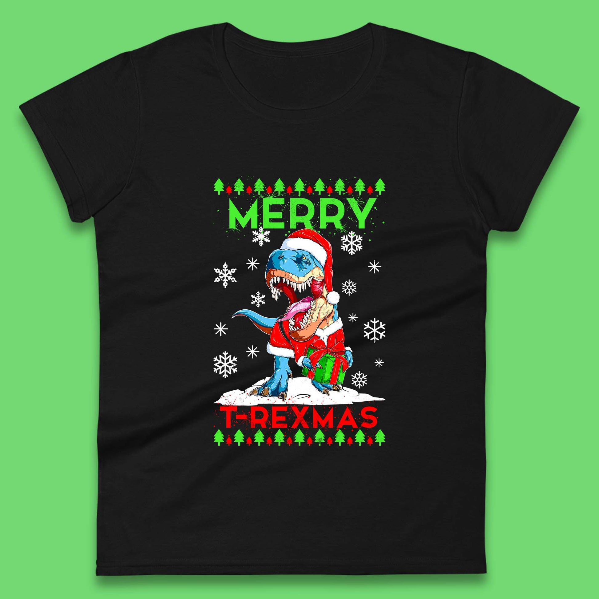 merry t rexmas christmas dinosaur womens t shirt