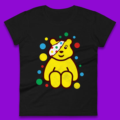 Children In Need Sitting Spotty Pudsey Bear Charity Raising Spotty Day Womens Tee Top