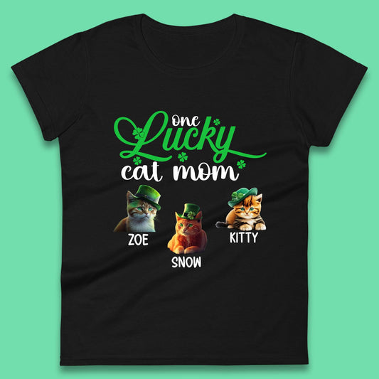 Personalised One Lucky Cat Mama Womens T-Shirt