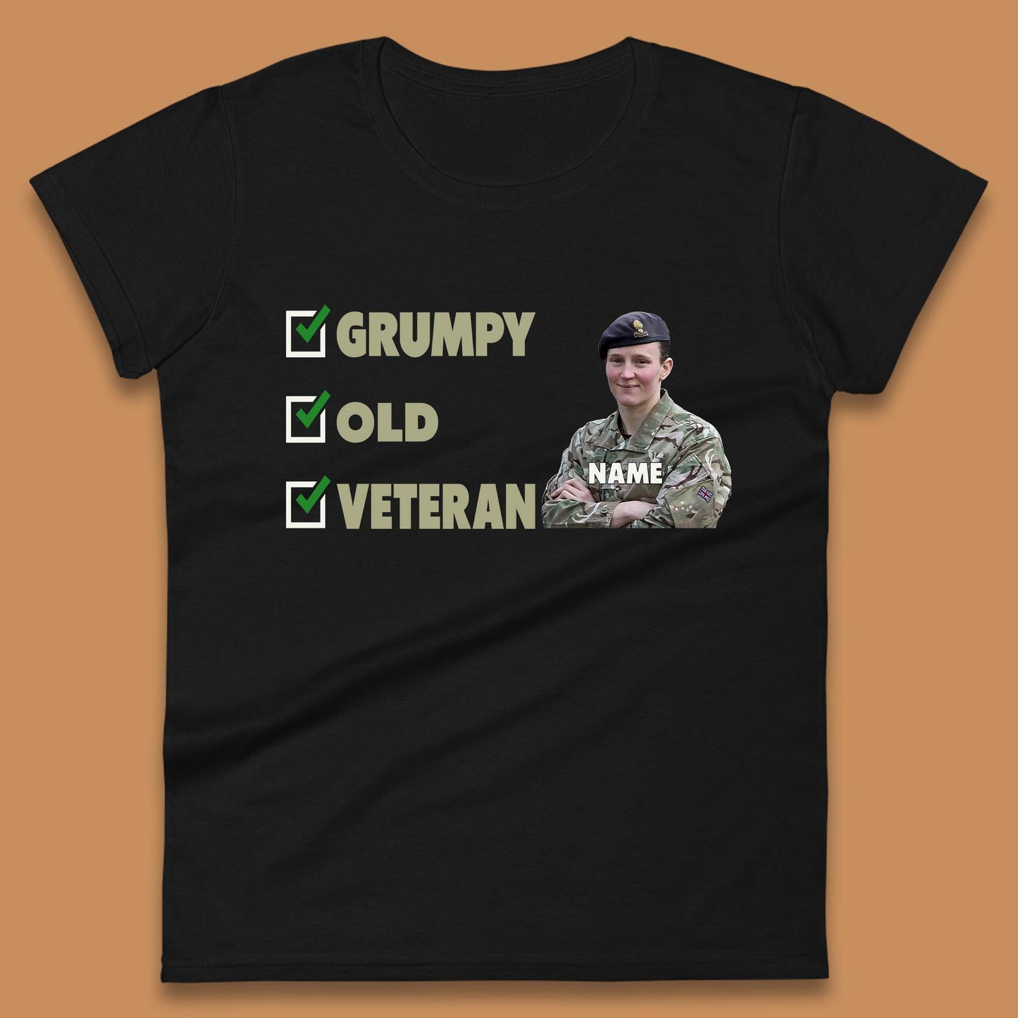 Personalised Grumpy Old Veteran Womens T-Shirt