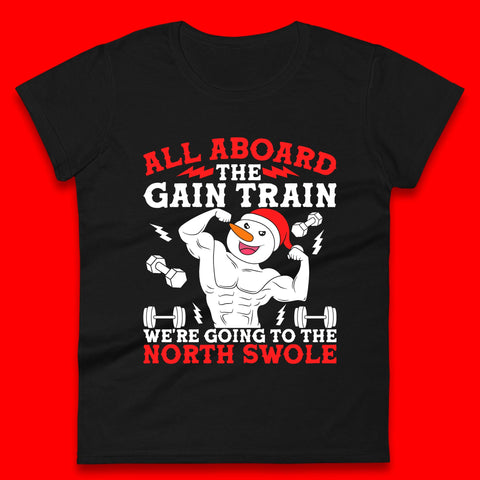 North Swole Snowman Christmas Gym Womens T-Shirt