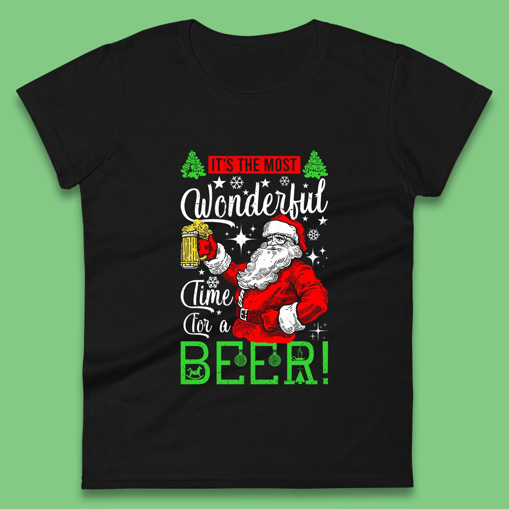 christmas santa bear womens t shirt
