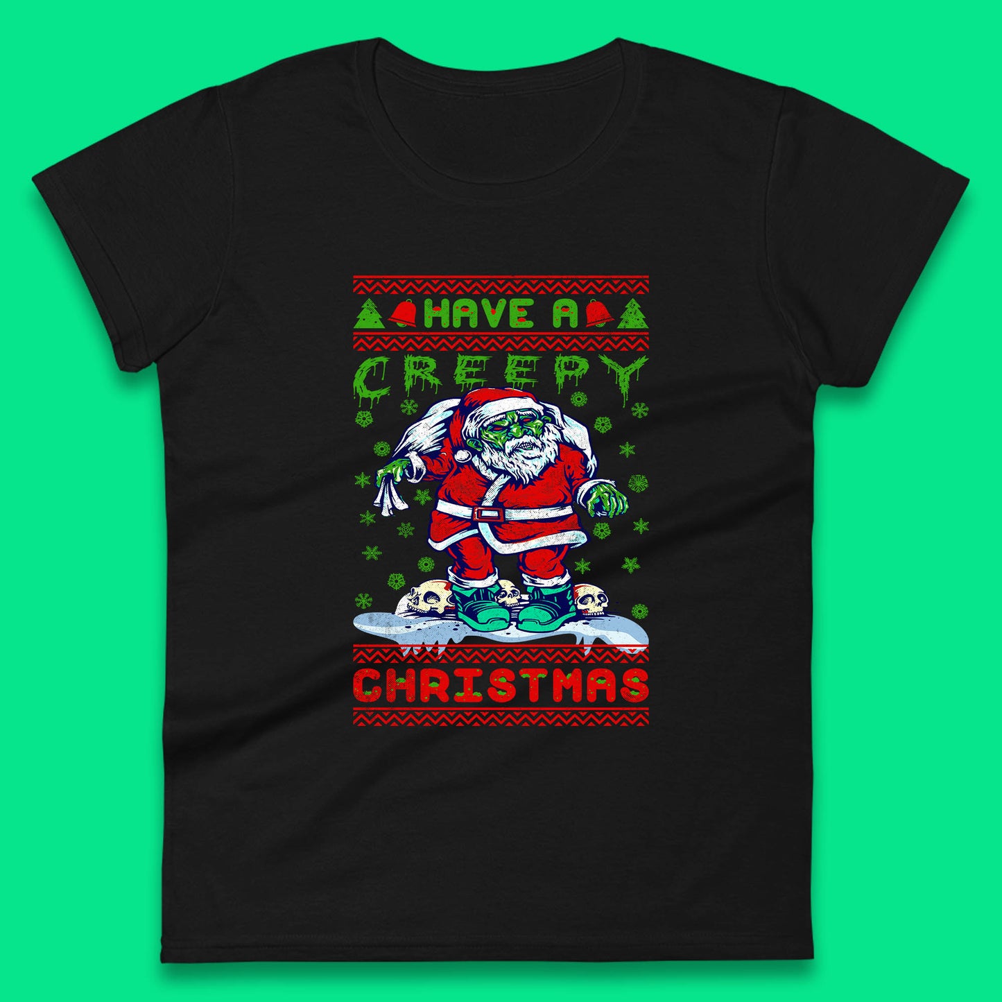zombie santa claus womens t shirt