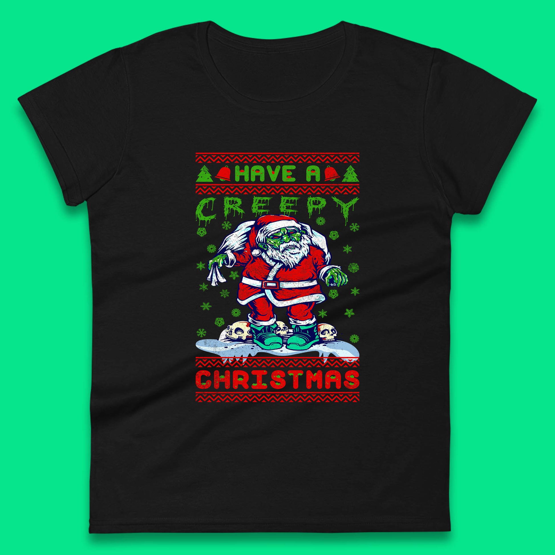 zombie santa claus womens t shirt
