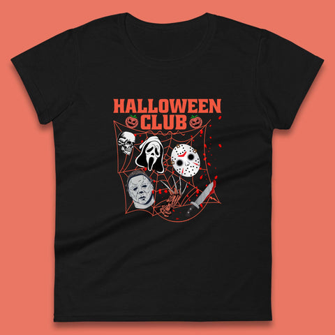 Halloween Club Horror Scary Friends Halloween Horror Movie Characters Womens Tee Top