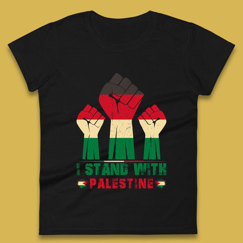 I Stand With Palestine Freedom Protest Fist Support Palestine Save Gaza Womens Tee Top