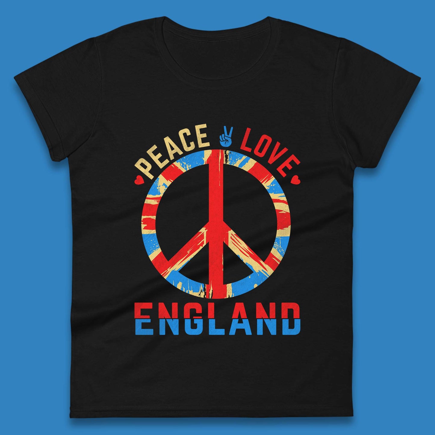 Peace Love England Peace Sign United Kingdom British England Vacation Trip Womens Tee Top