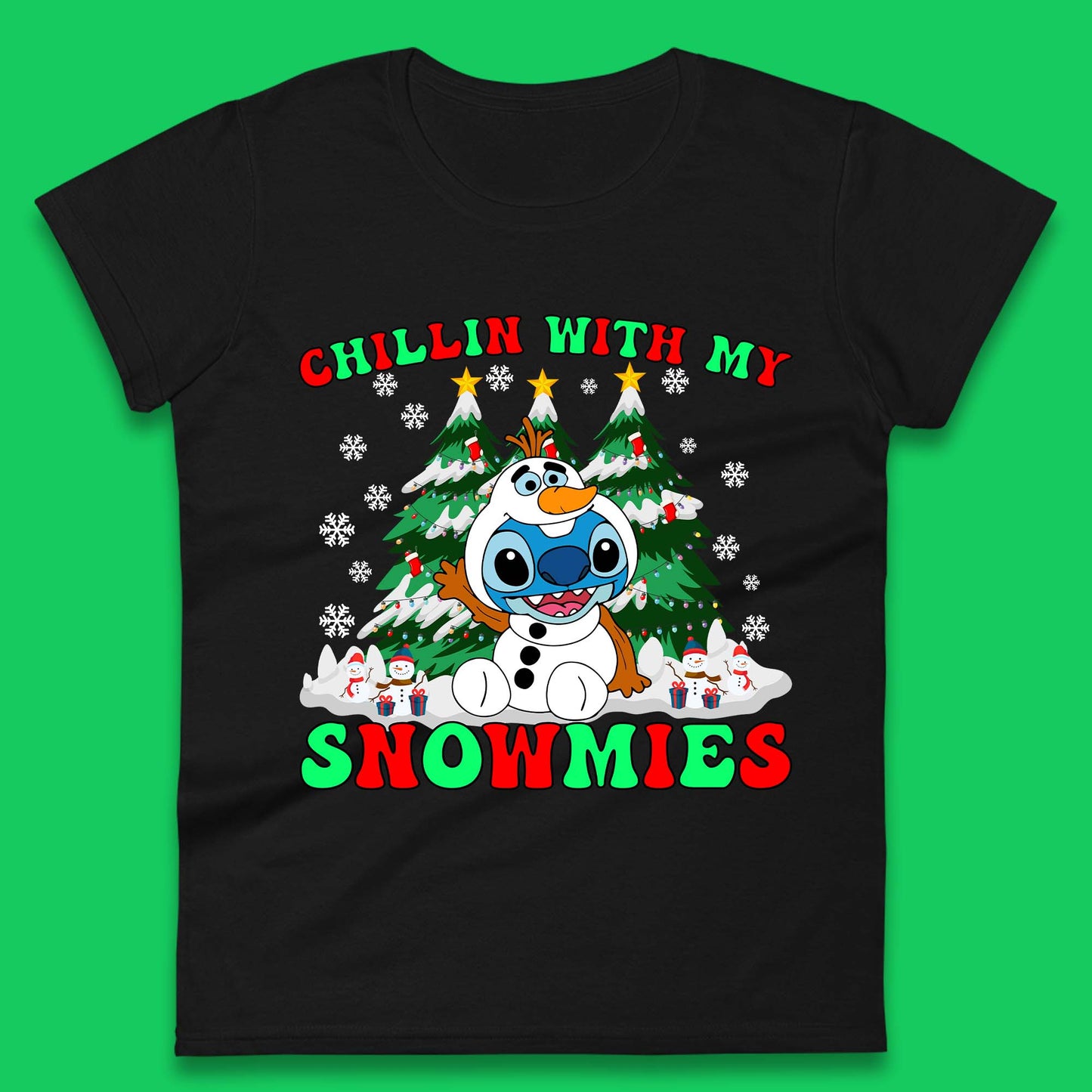 Snowman Stitch Christmas Womens T-Shirt