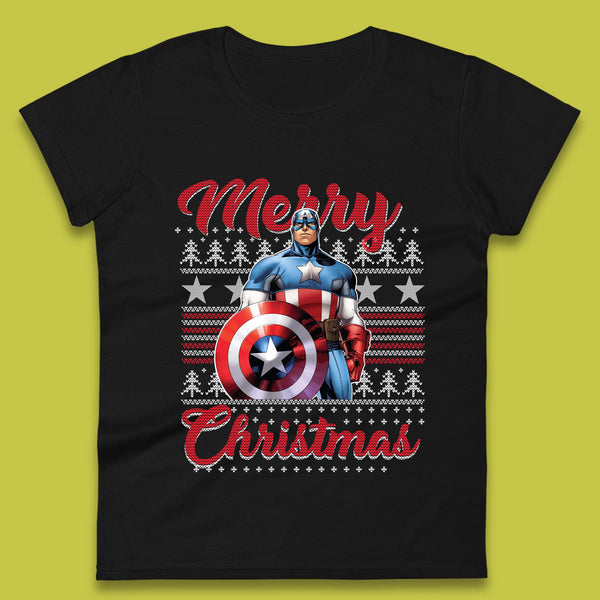 Captain America Christmas Womens T-Shirt