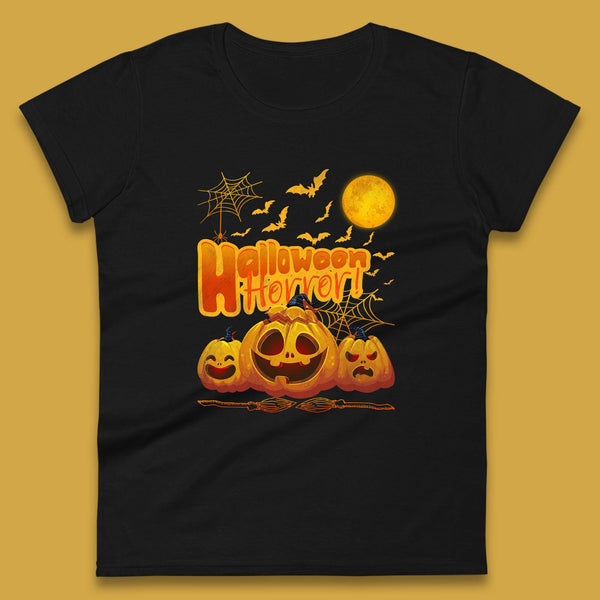 Happy Halloween Jack-o-lantern Horror Scary Monster Pumpkins Womens Tee Top