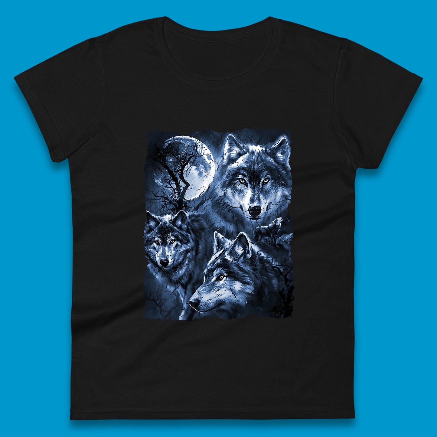 Wolf Family Howling 3 Wolf Moon Wild Free Wolves Three Gray Wolf Dog Animal The Mountain Womens Tee Top