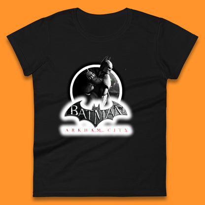 Batman Arkham City Action Adventure Game Batman Basic Logo DC Comics Superhero Gamer Womens Tee Top
