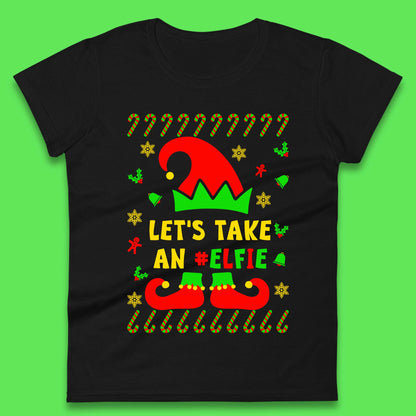 Let's Take An Elfie Christmas Ladies T-Shirt