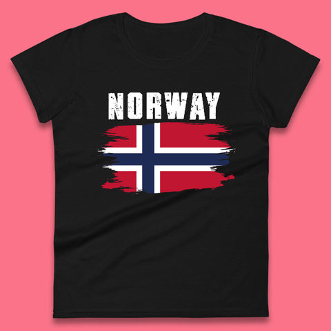 Distressed Norway Flag Kingdom Of Norway Patriotic Norwegian Flag Womens Tee Top